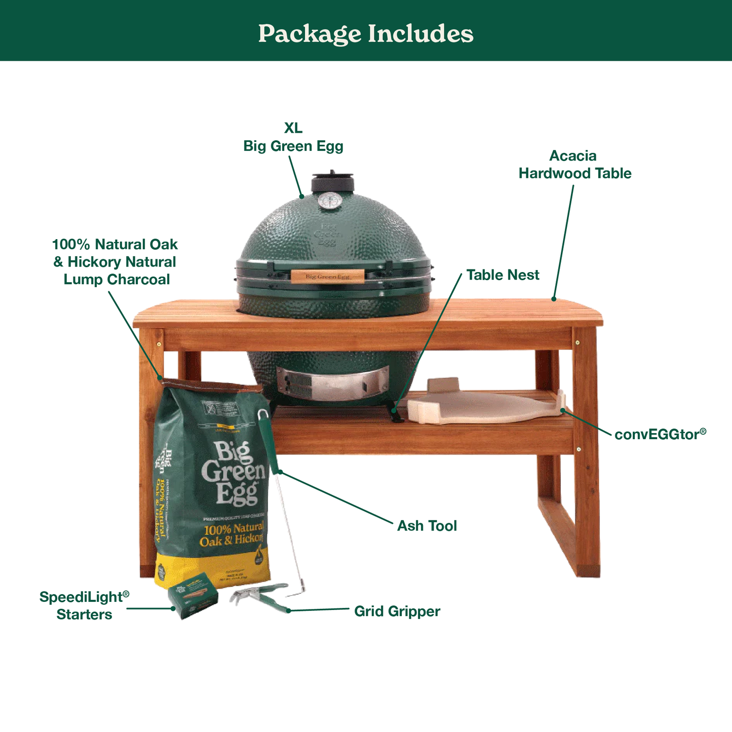 XL The Green Egg in Acacia Table Package