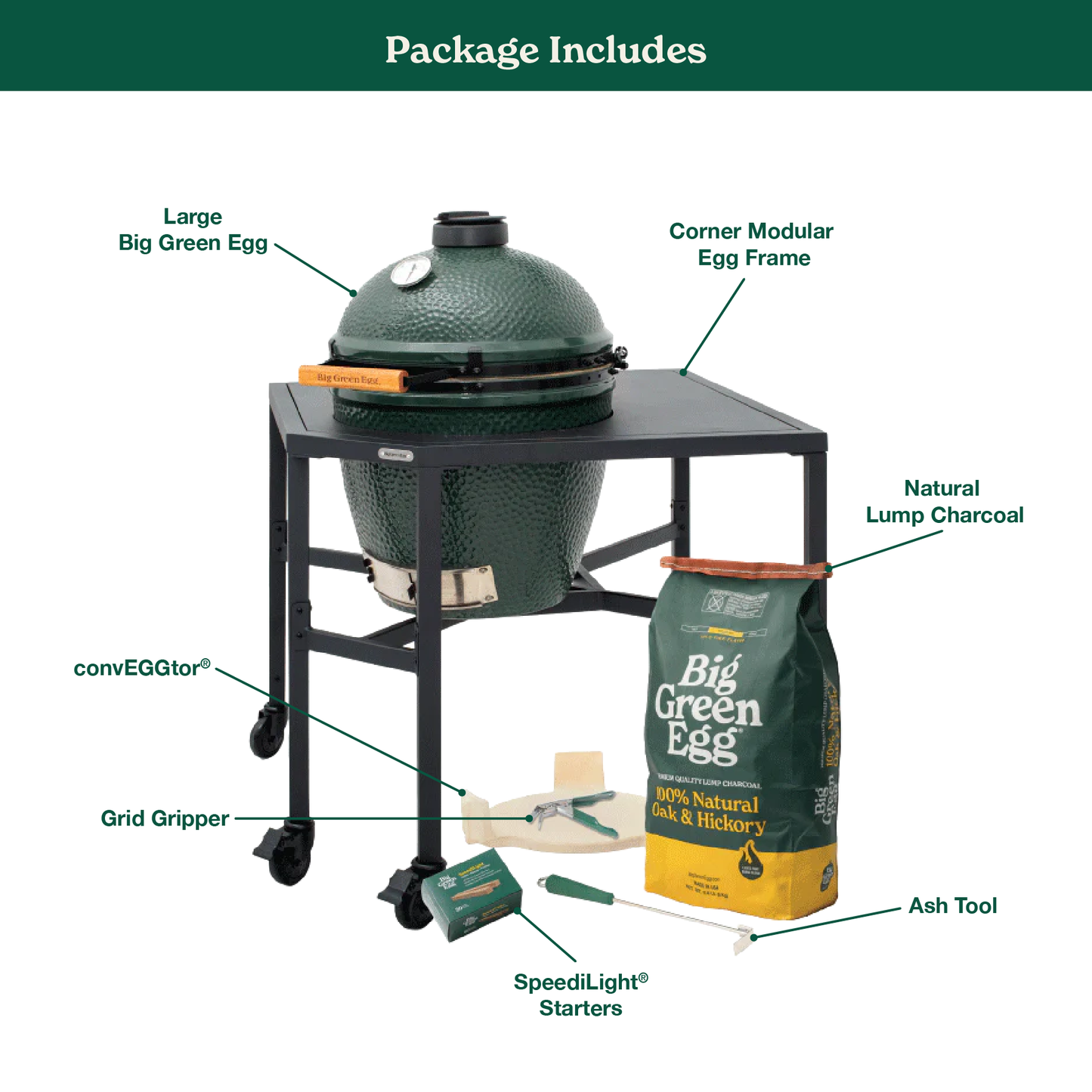 Large Green Egg in a Corner Modular Package