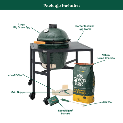Large Green Egg in a Corner Modular Package
